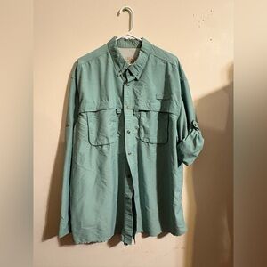 L.L. Bean Men's XL Lightweight Button-Front Fishing Vented Shirt Seafoam‎ Green